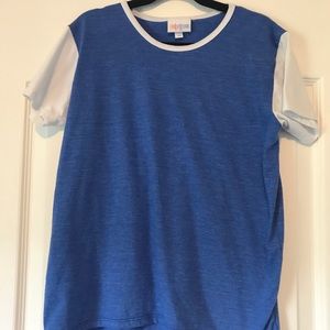 Lularoe Gracie- blue with white sleeves-10